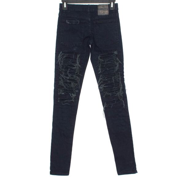 Cheap Monday Womens Jeans Narrow Destroyed Grunge Streetwear Punk Goth Blue 25 - Picture 2 of 4